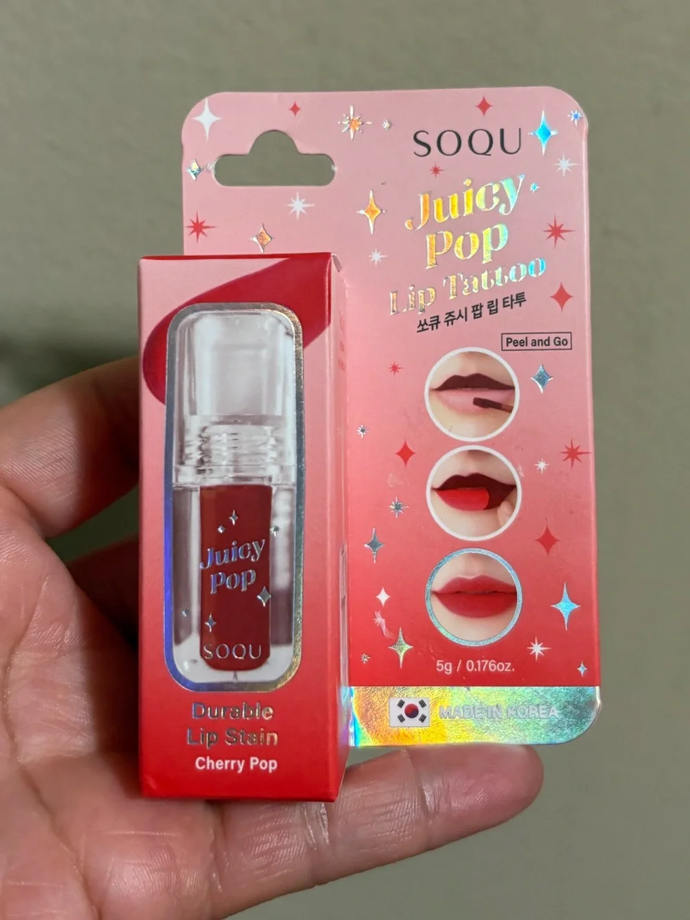 SOQU Juicy Pop Lip Stain — Cherry Pop (Red) Brand New Never Used.